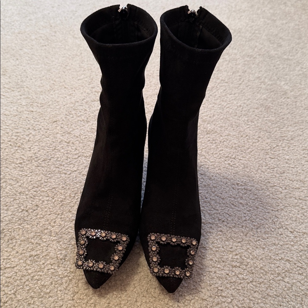 Elegant Black Embellished Women's Boots